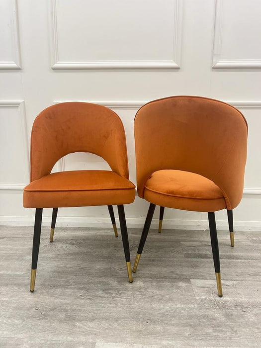 Astra Dining Chair - Rust Orange Velvet