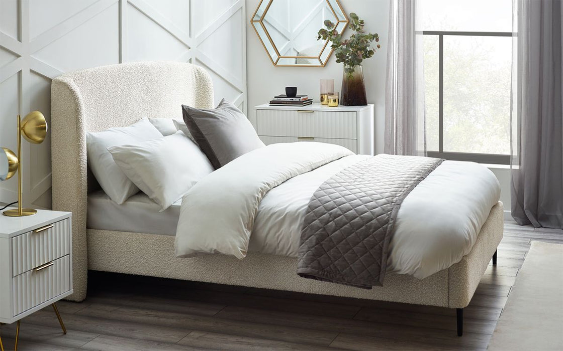 Eden Boucle Bed Ivory - 135cm Double