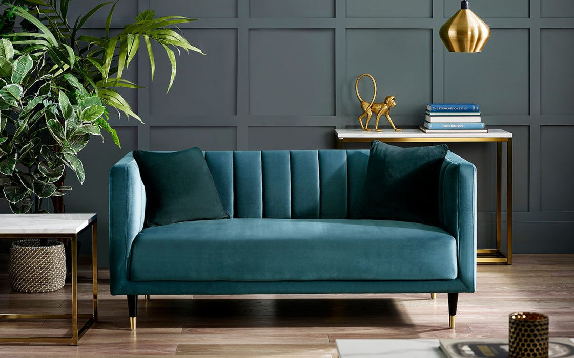 Salma Scalloped Back 2 Seater  - Teal