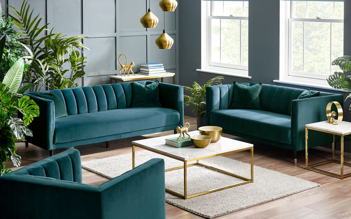 Salma Scalloped Back 2 Seater  - Teal