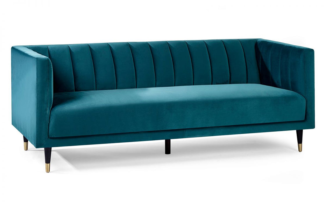 Salma Scalloped Back 3 Seater - Teal