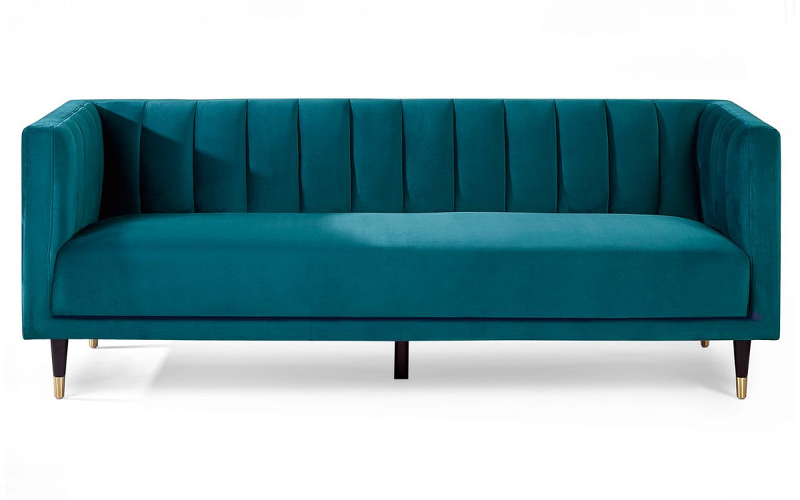 Salma Scalloped Back 3 Seater - Teal