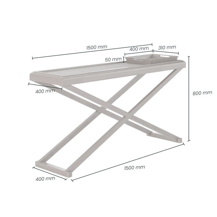 Bentley Console Table | Grey Aged Oak with 1 Removable Tray