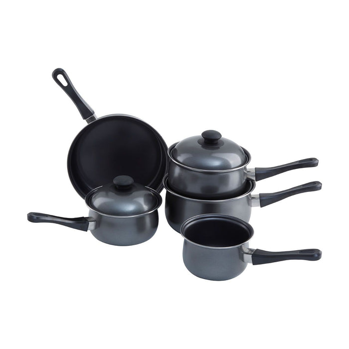 5 Piece Carbon Steel Dark Silver Cookware Set