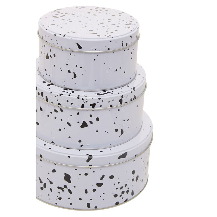 White Speckled Effect Storage Tins (Set of 3)