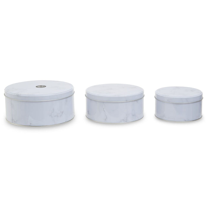 White Marble Effect Storage Tins (Set of 3)