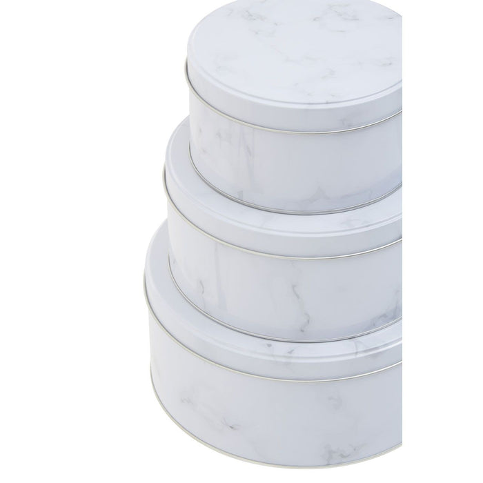 White Marble Effect Storage Tins (Set of 3)