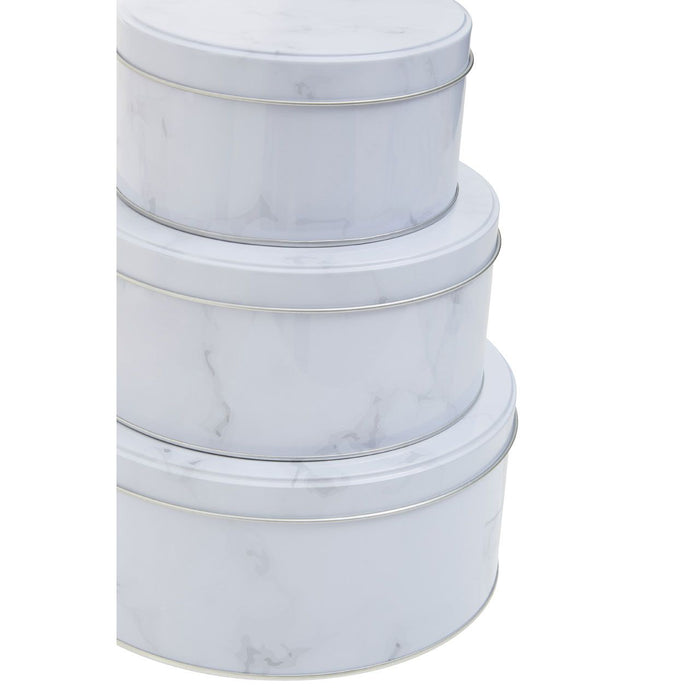 White Marble Effect Storage Tins (Set of 3)