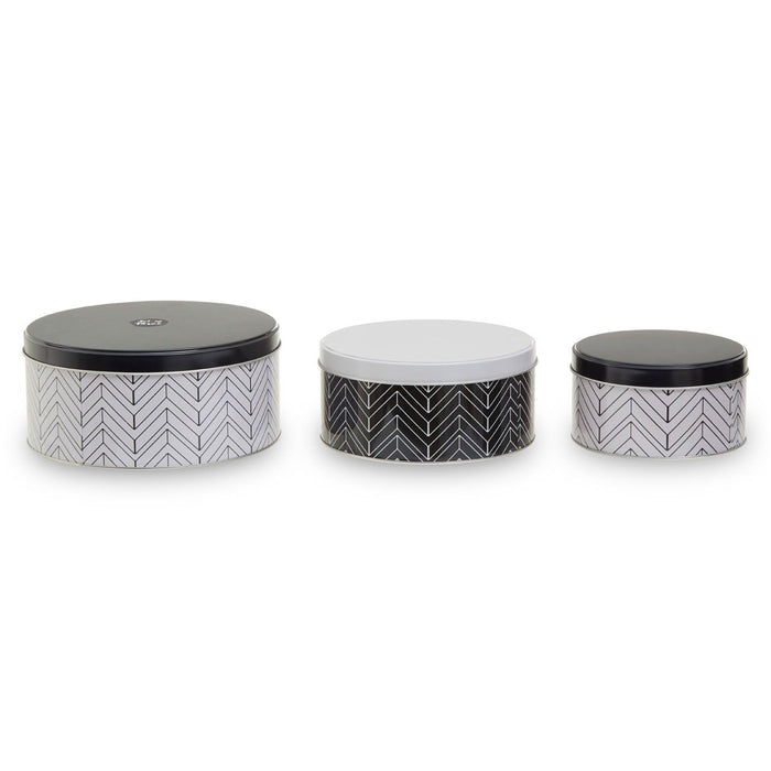 Black and White Urban Storage Tins (Set of 3)