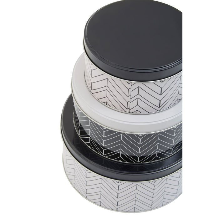 Black and White Urban Storage Tins (Set of 3)