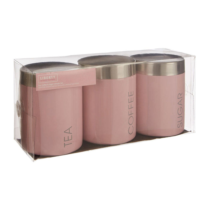 Liberty Pink Enamel Set of 3 Canisters - Modern Home Interiors