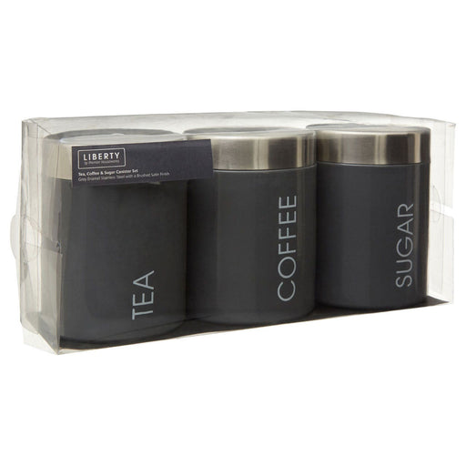 Liberty Grey Enamel Set of 3 Canisters - Modern Home Interiors