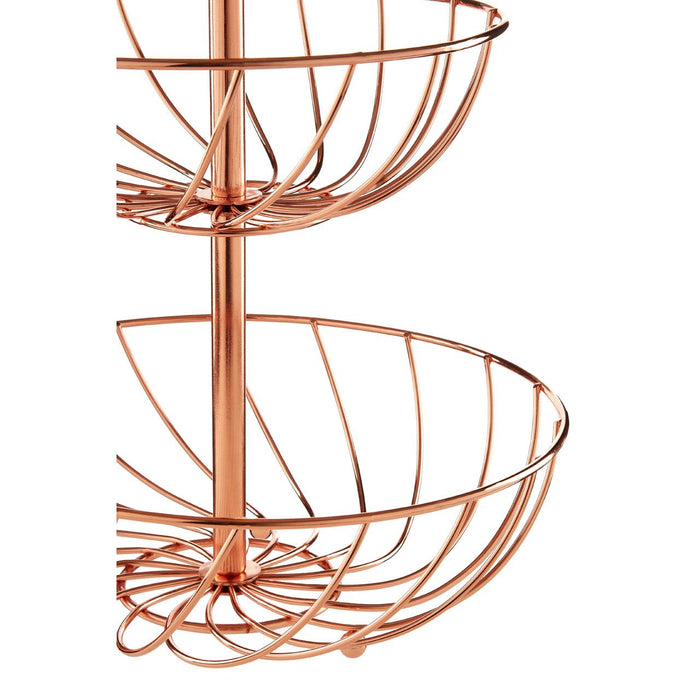 Kitchen Essentials Rose Gold Metal 3 Tier Fruit Display Basket