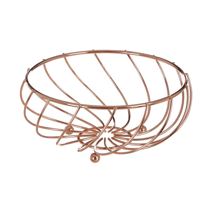 Kitchen Essentials Rose Gold Metal Rounded Fruit Basket