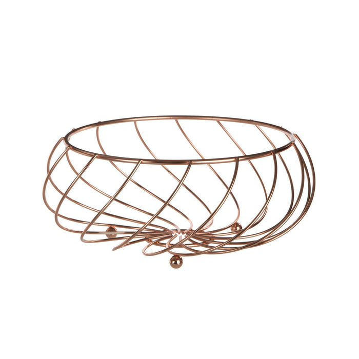 Kitchen Essentials Rose Gold Metal Rounded Fruit Basket