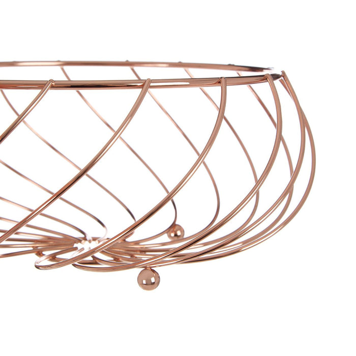 Kitchen Essentials Rose Gold Metal Rounded Fruit Basket