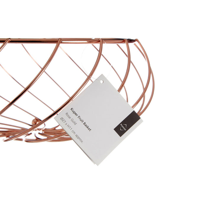 Kitchen Essentials Rose Gold Metal Rounded Fruit Basket