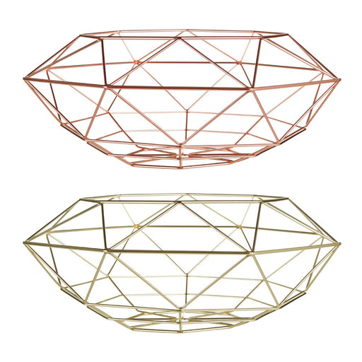 Vertex Gold Finish Wide Fruit Basket - Modern Home Interiors