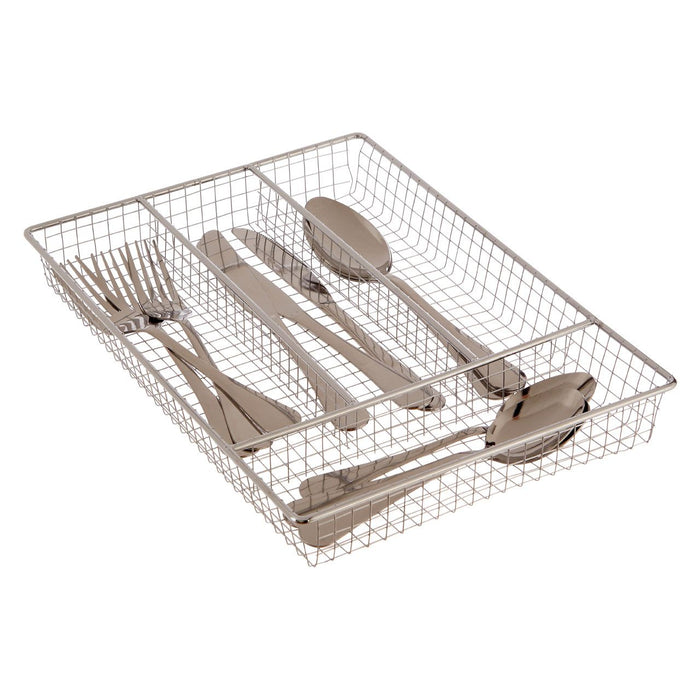 Chrome Metal 4 Compartment Cutlery Tray