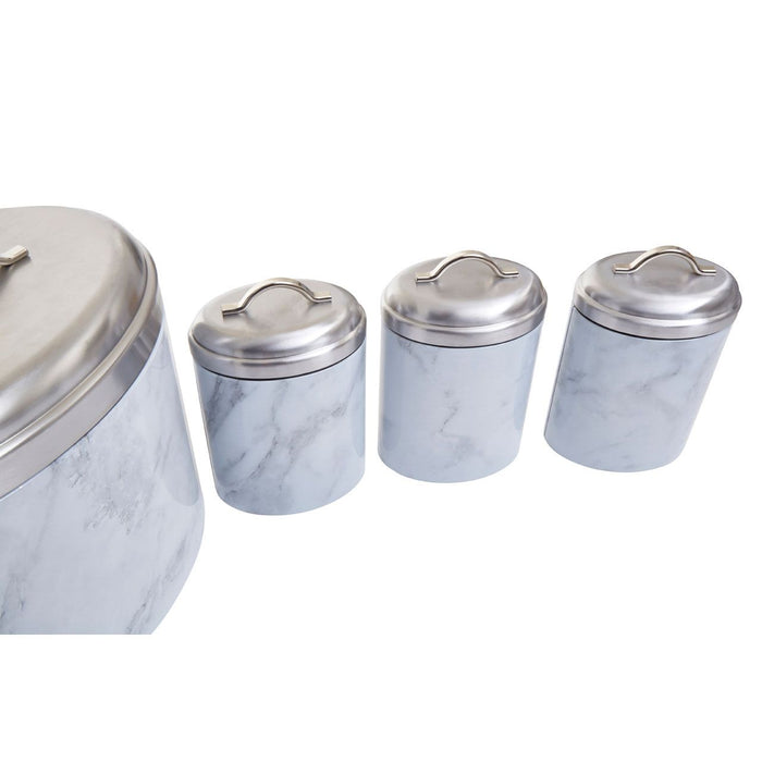 White/Grey Marble Effect Storage Tin Set - 4 Pc