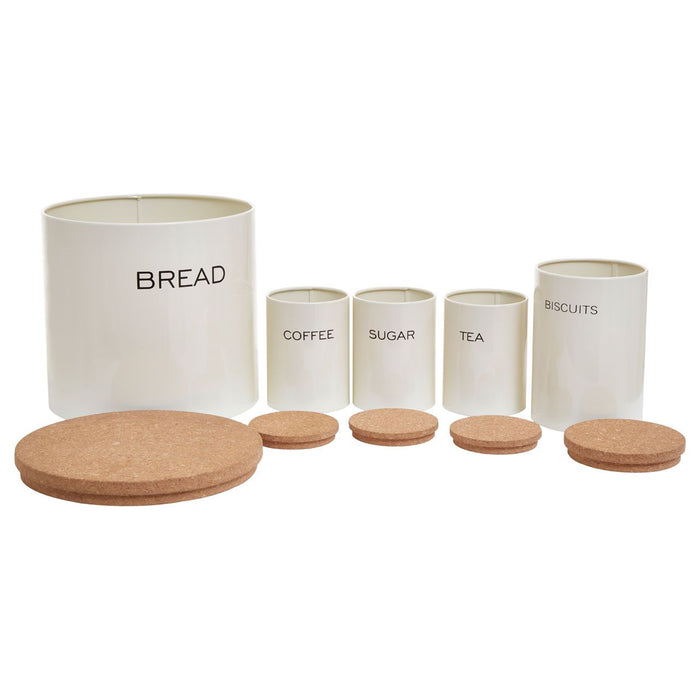 Cream Kitchen Organisation Storage Tin Set - 5 Pc