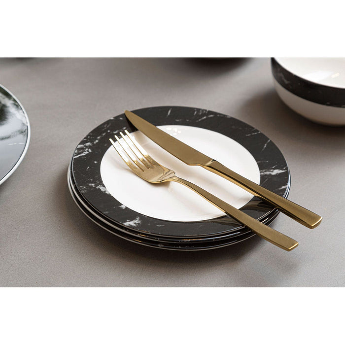 16Pc Black/White Marble Effect Dinner Set - Modern Home Interiors