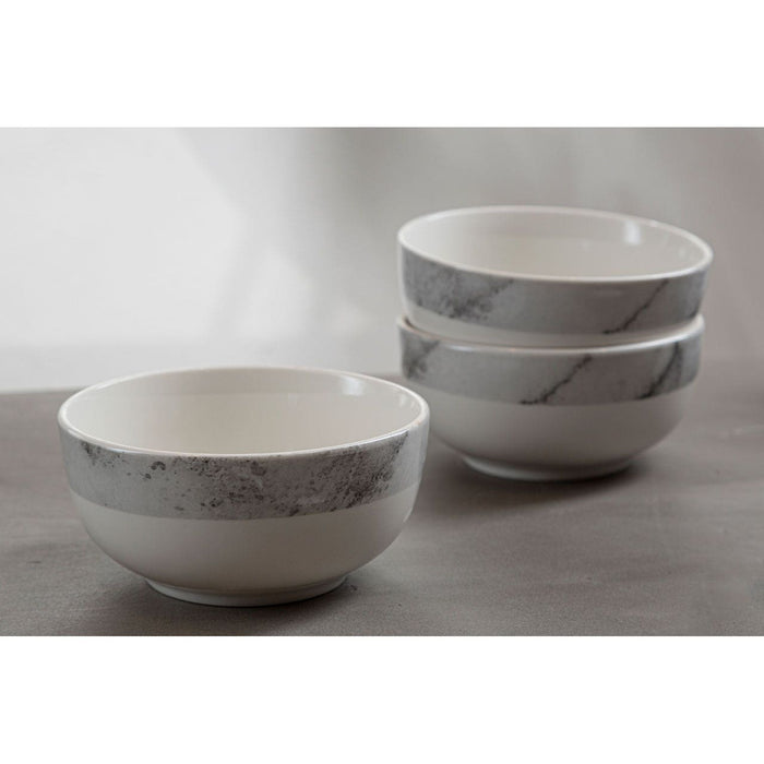 16Pc White/Grey Marble Effect Dinner Set - Modern Home Interiors