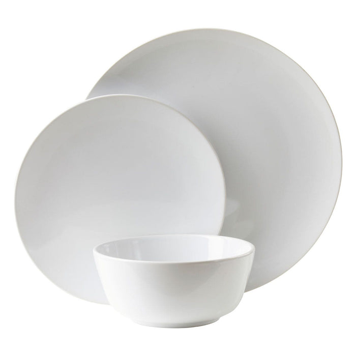 12 PC WHITE STONEWARE DINNER SET - Modern Home Interiors