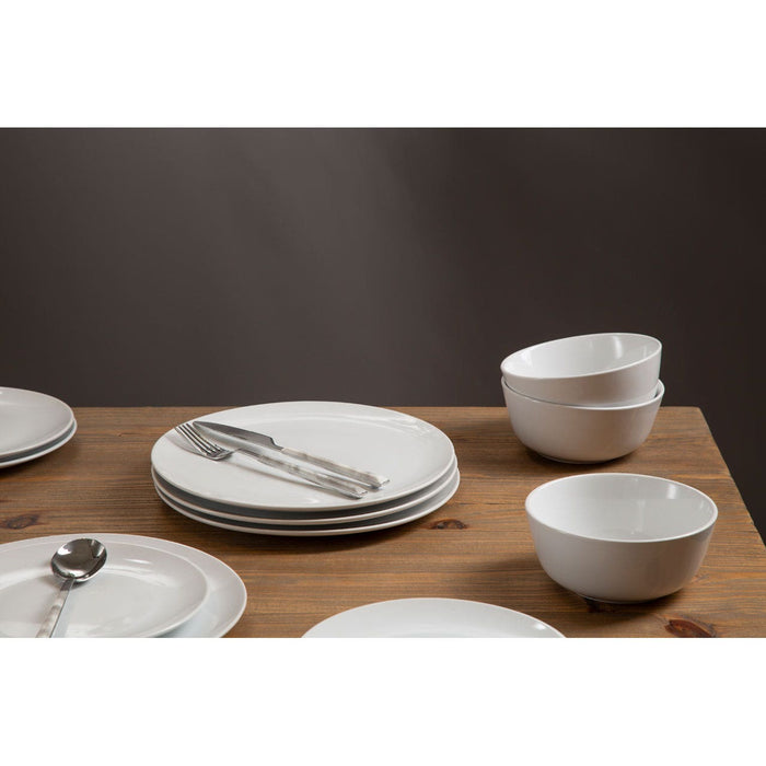 12 PC WHITE STONEWARE DINNER SET - Modern Home Interiors