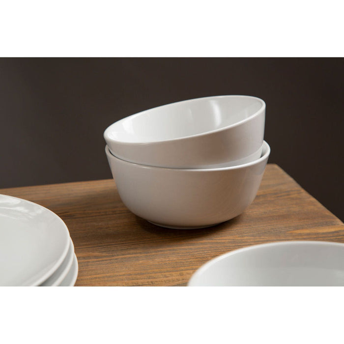 12 PC WHITE STONEWARE DINNER SET - Modern Home Interiors