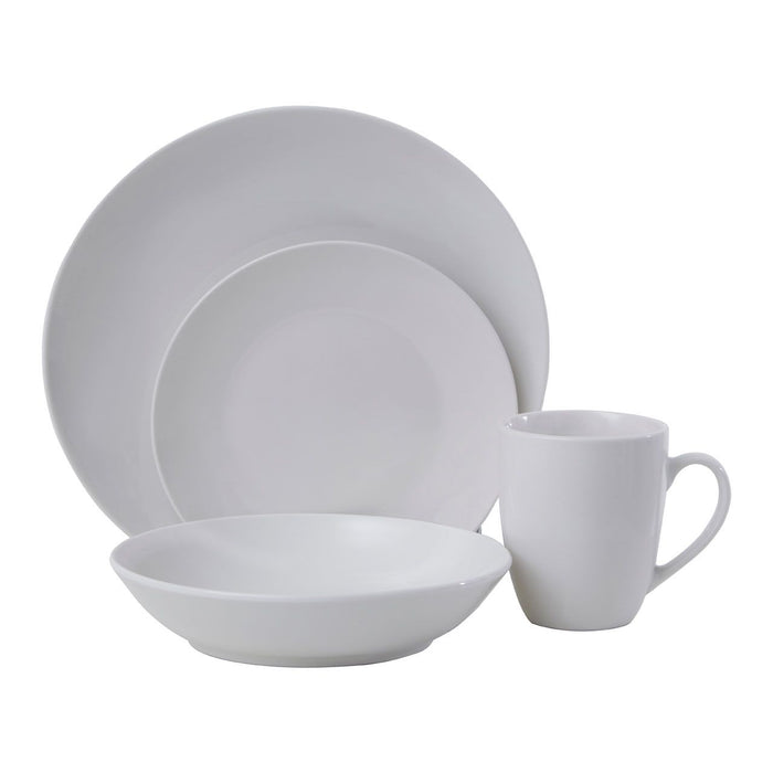 White Porcelain Dinner Plates (16pc)