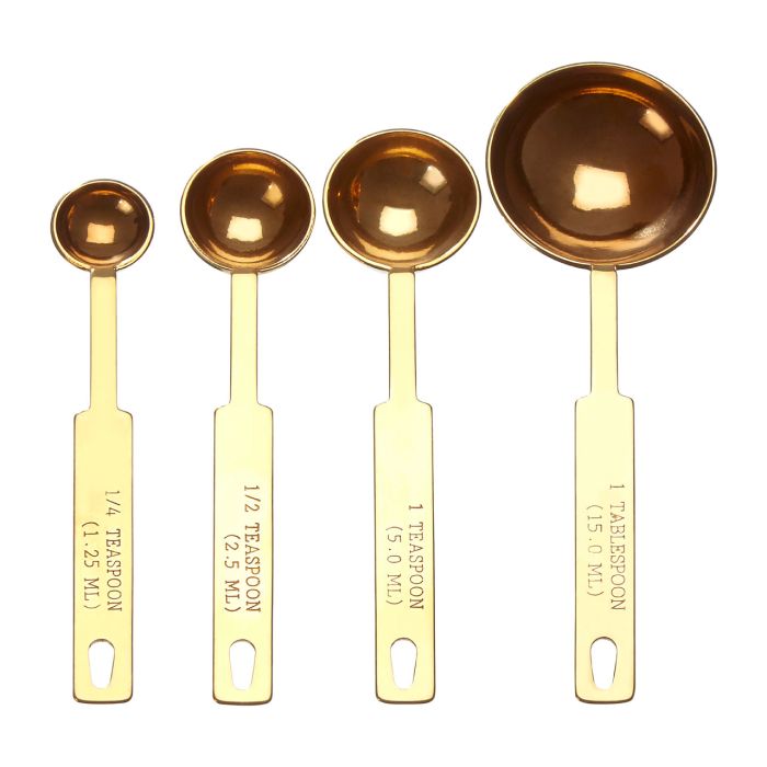 Set of 4 Measuring Spoons Teaspoon Servings - Gold