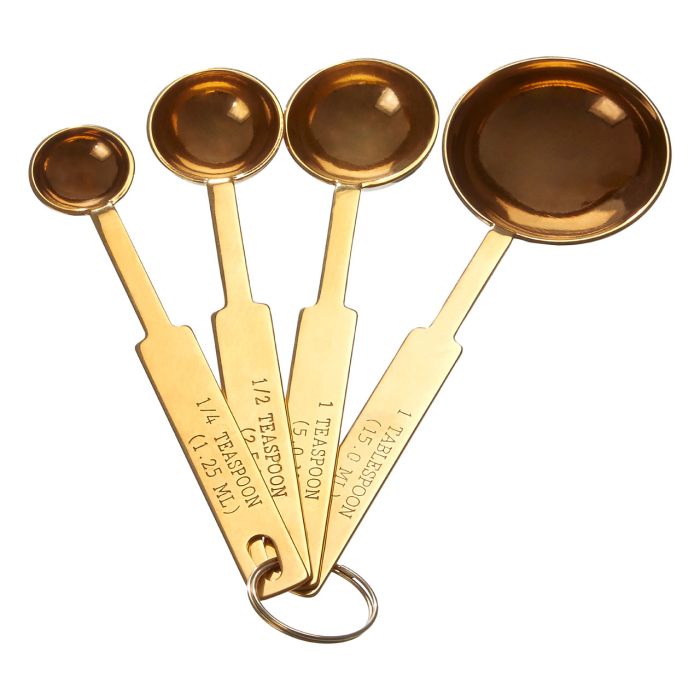 Set of 4 Measuring Spoons Teaspoon Servings - Gold