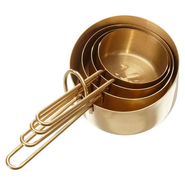 Set of 4 Measuring Cups Servings - Gold