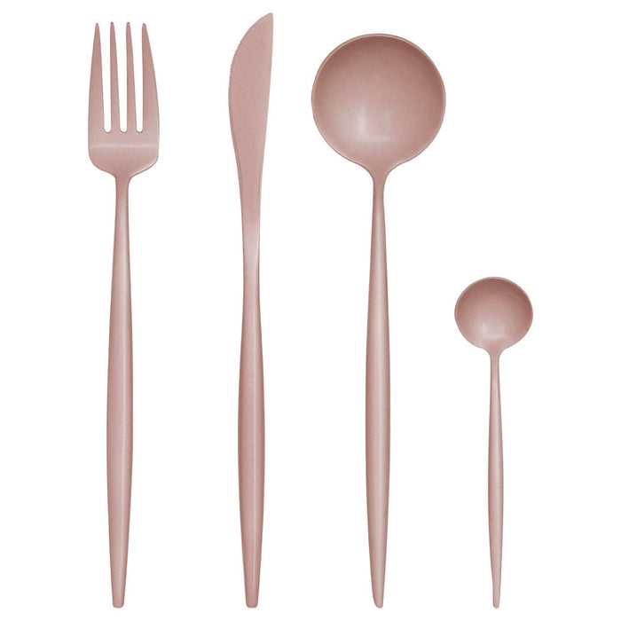 AVIE 16 PC MATTE PINK FINISH CUTLERY SET - Modern Home Interiors