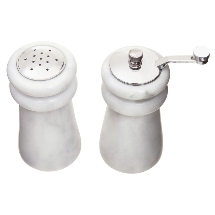 White Marble Salt and Pepper Set - Modern Home Interiors