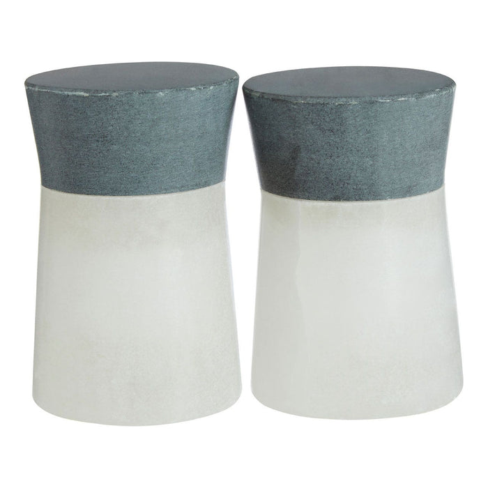 White / Grey Finish Salt and Pepper Set - Modern Home Interiors