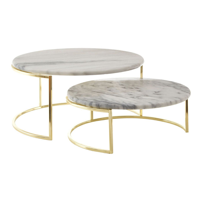 White & Gold Marble Cake Stand (Set of 2)