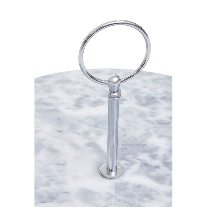 Grey Marble Cake Stand with Chrome Handle