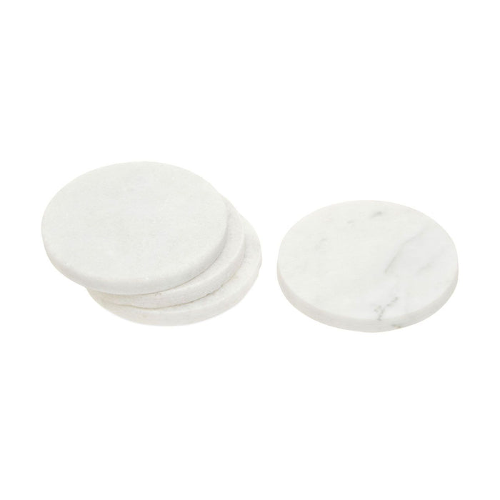 Round White Marble Coasters - Set of 4