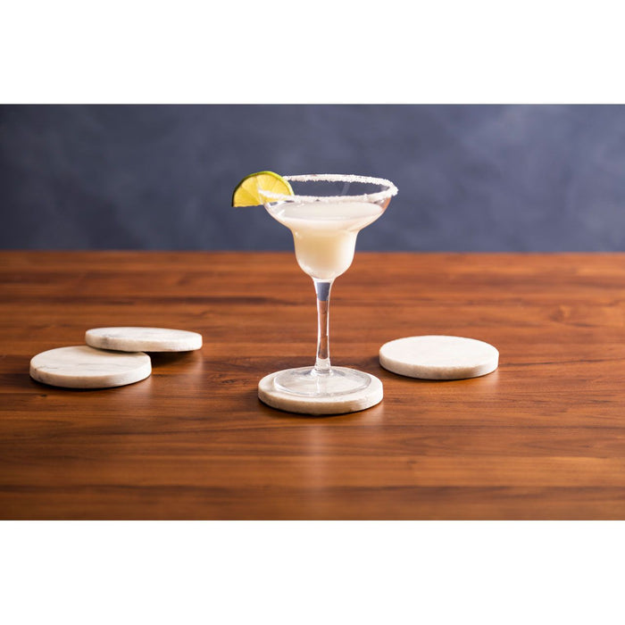 Round White Marble Coasters - Set of 4