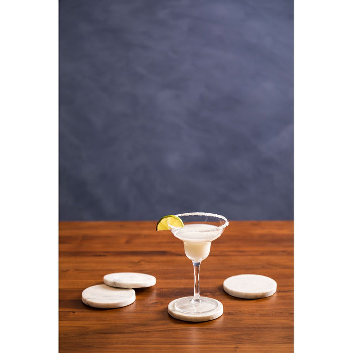 Round White Marble Coasters - Set of 4