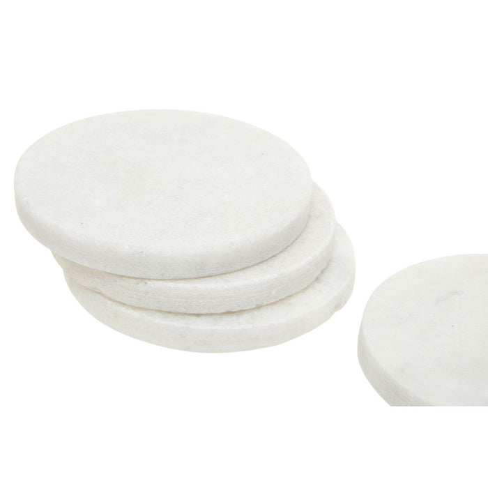 Round White Marble Coasters - Set of 4