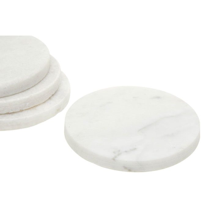 Round White Marble Coasters - Set of 4