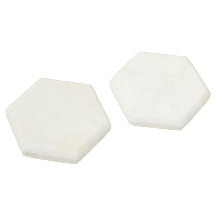 Hexagon White Marble Coasters - Set of 4