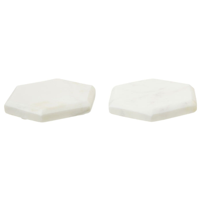 Hexagon White Marble Coasters - Set of 4