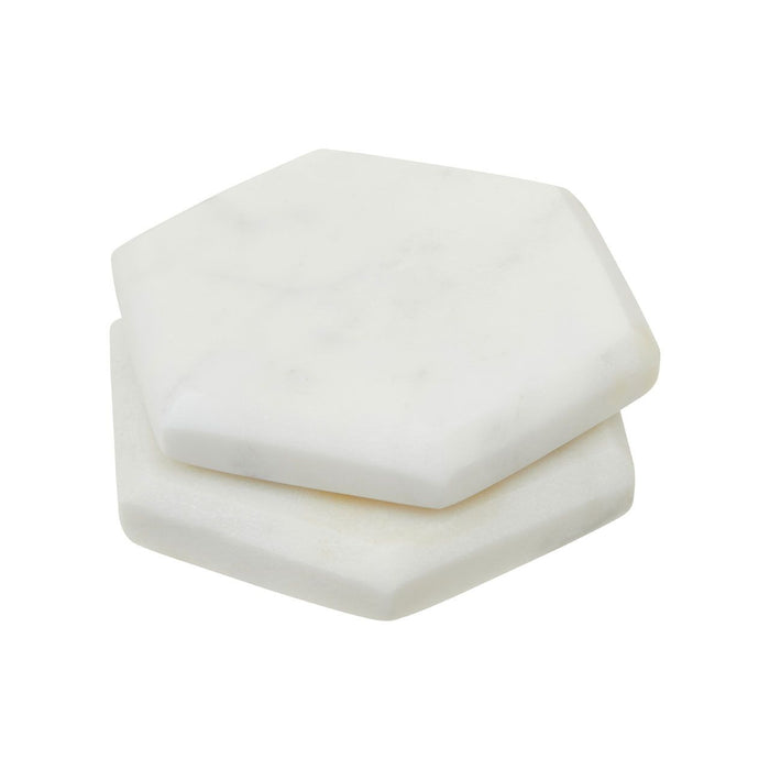 Hexagon White Marble Coasters - Set of 4