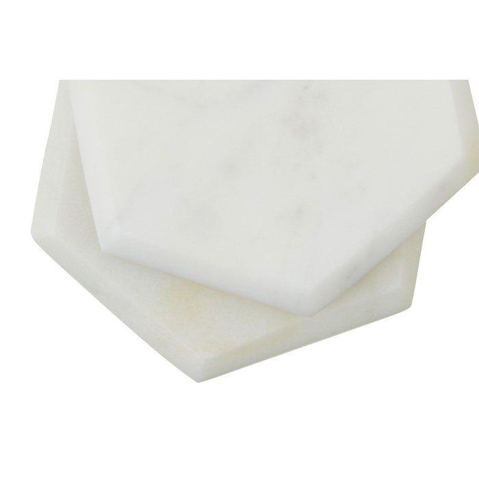 Hexagon White Marble Coasters - Set of 4