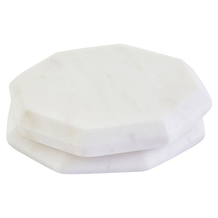 Octagon White Marble Coasters - Set of 4