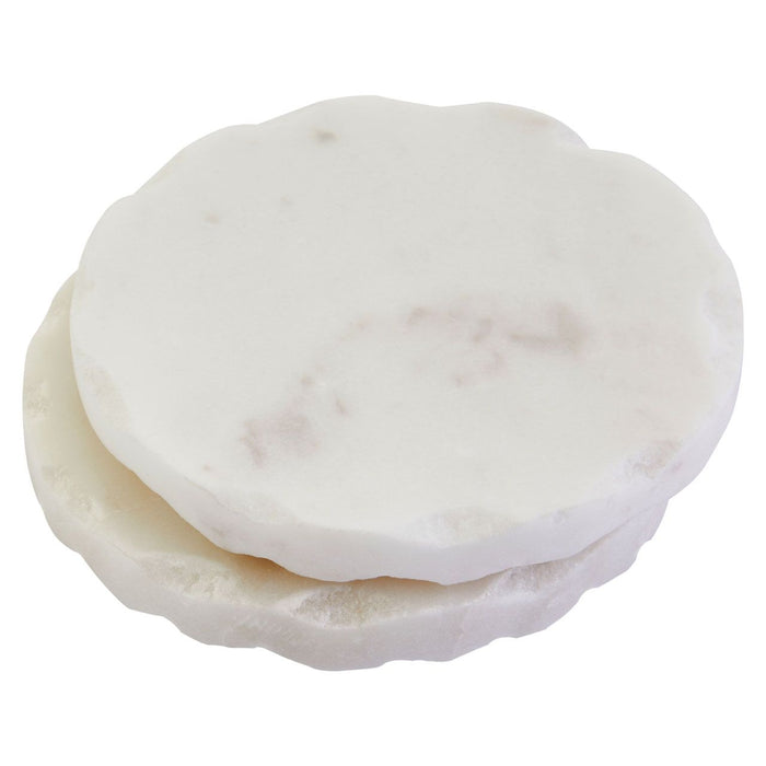 Rough Edged White Marble Coasters - Set of 4